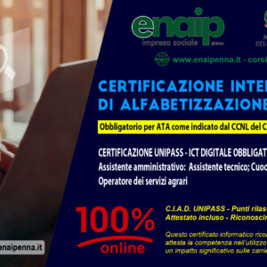 Certificazione Internazionale di Alfabetizzazione Informatica ICT - UNIPASS CIAD - ATA 2024/2027 - online con attestato